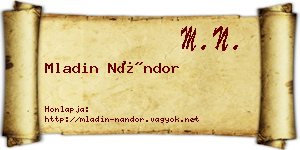 Mladin Nándor névjegykártya